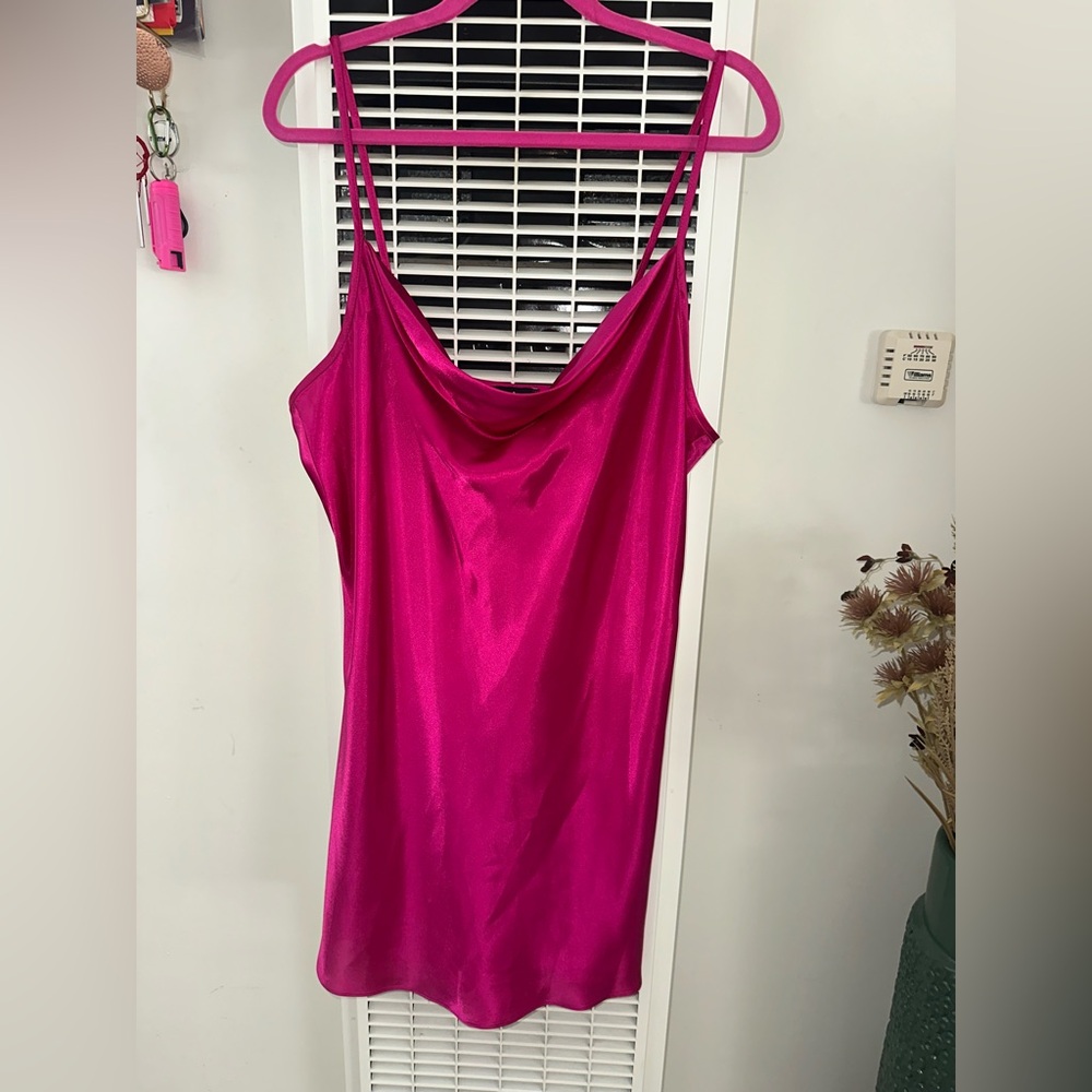 bebe Fuchsia Satin Chemise